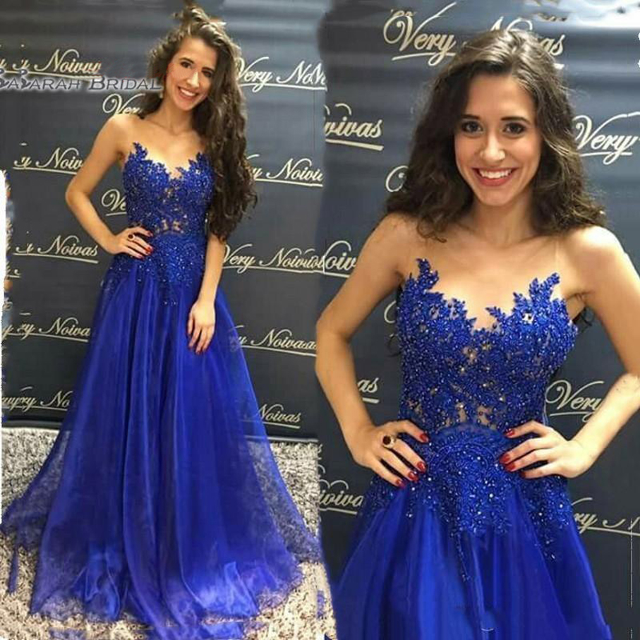 Royal Blue Long Evening Jurken Party plus size dames vrouwen sexy prom formele jurken avondjurk