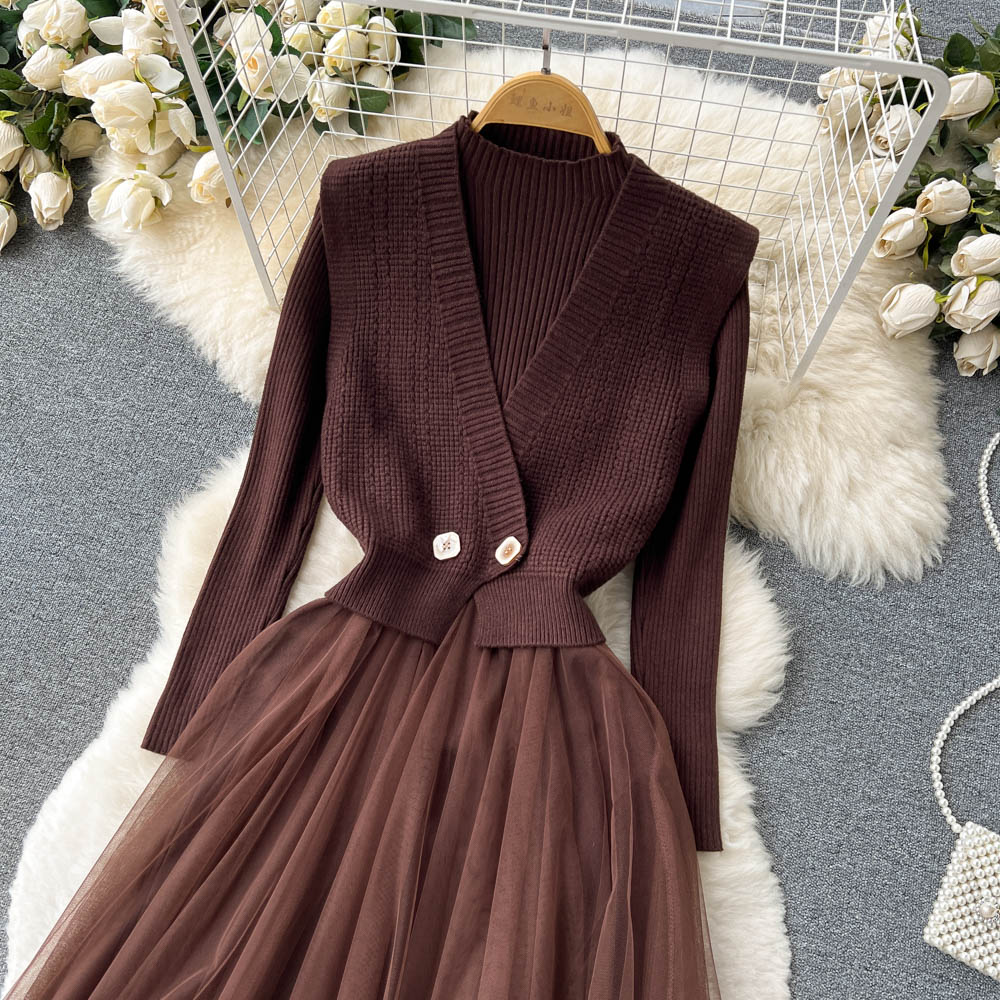 Women Casual Dresses Design Korean Maxi Autumn Sweet O Neck Puff Sleeve A-line Dress Elegant Fashion Streetwear Long Dresses 2023