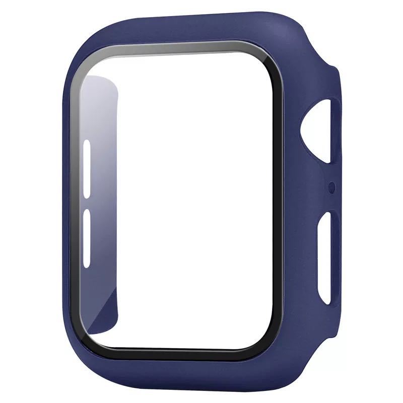 PC Watch -fodral med härdat glas 360 Helskärmsskydd Hård stötfångare för Apple Smart Watch 8 7 6 5 4 3 2 1 38mm 40mm 42mm 44mm 41mm 45mm 49mm