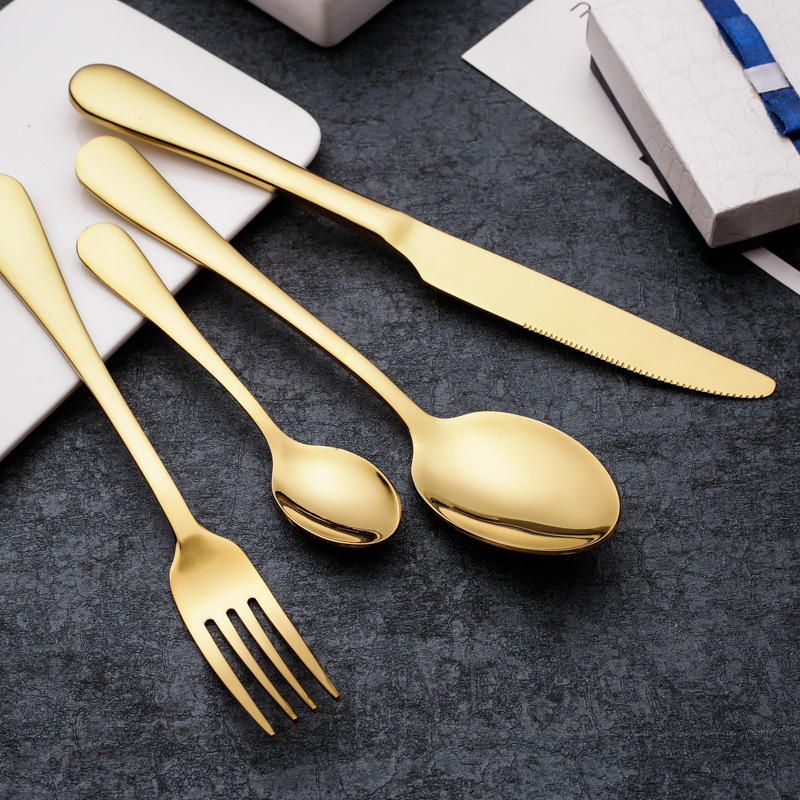 Gold Cutlery Knife Flatware Set Stainless Steel Tableware Western Dinnerware Fork Spoon Steak Travel Dinnerware Set dh345