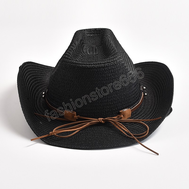 Sommarstrån hattar för män kvinnor västra cowboy hatt utomhus strand sol hattar cowgirl jazz mössor sombrero hombre