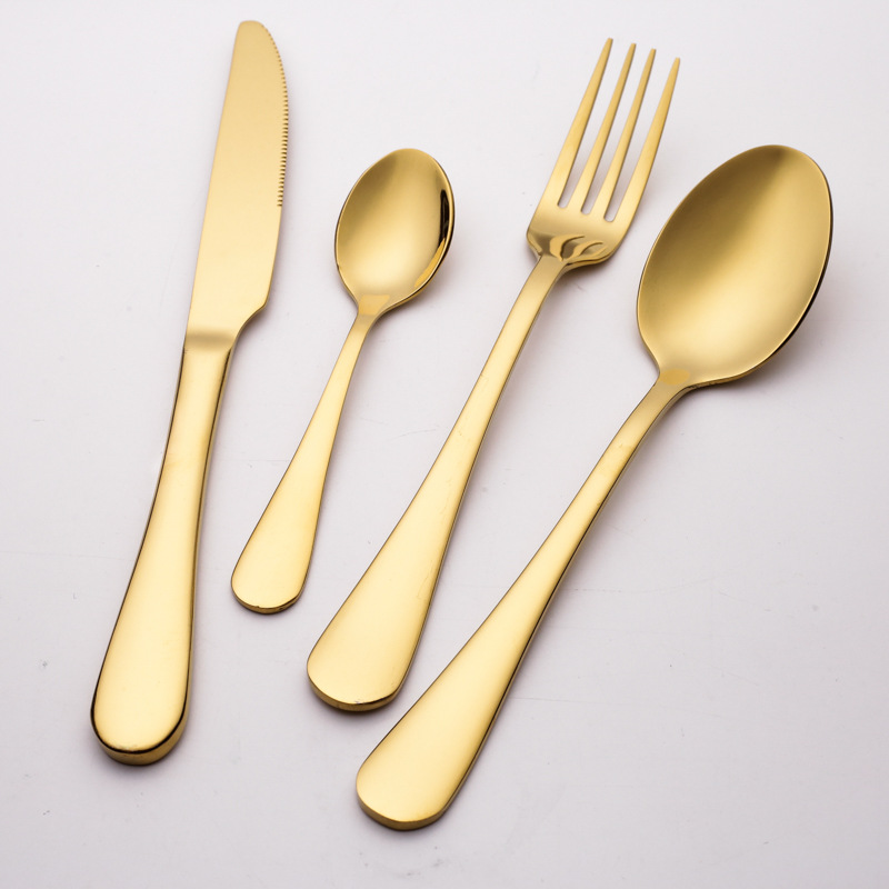 Gold Cutlery Knife Flatware Set Stainless Steel Tableware Western Dinnerware Fork Spoon Steak Travel Dinnerware Set dh345