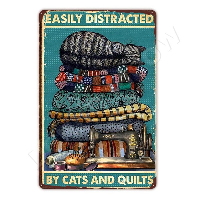Funny Cat Metal Tin Sign Vintage Poster Home Coffee Bar Wall Decoration Plate Retro Black Cat Bathroom Rule Art Painting Plate 30X20cm W03