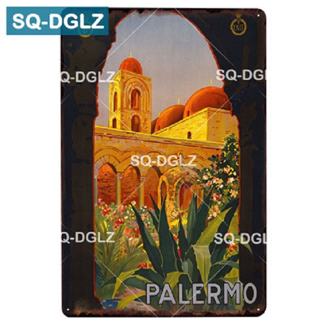 Rétro ville paysage métal étain signe Vintage décor Plaque artisanat Club décor à la maison Plaques Art affiche métal peinture 30X20cm W03