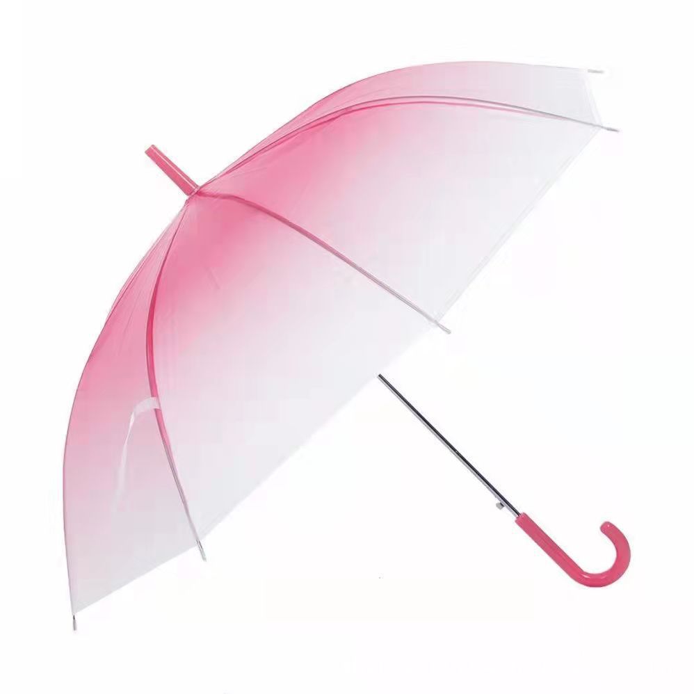 Plastic PVC gradiënt paraplu Rainbow Fashion Rain Sunshade Long Handle transparante paraplu's H23-63