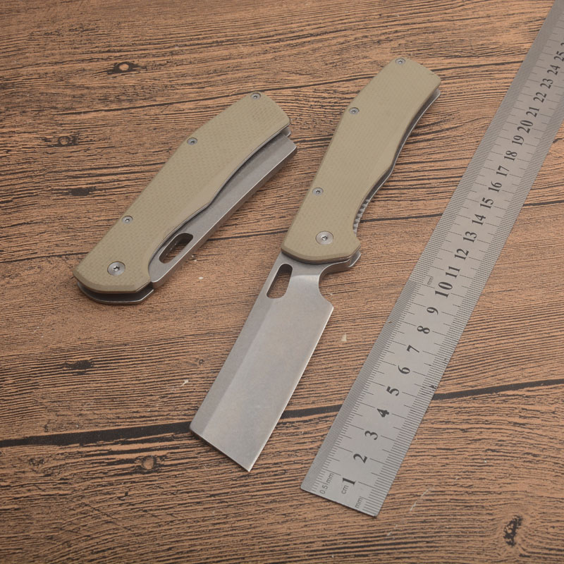 Couteau pliant de poche G3553 de qualité supérieure 8Cr13Mov Stone Wash Tanto Lame Sable G10 avec poignée en tôle d'acier inoxydable Couteaux pliants EDC de survie en plein air