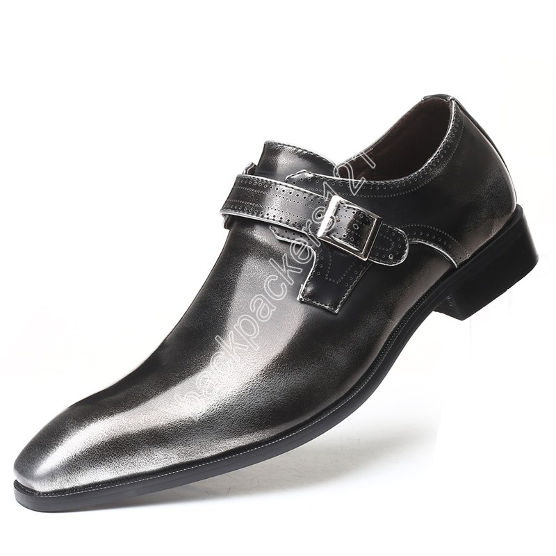 Sapatos de vestido masculino fivela de calçados de fivela de canela de caça de ginástica de capa de couro de vestido de ginástica