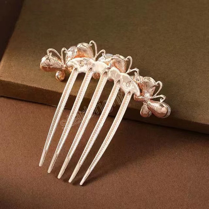 Crystal Rhinestone Butterfly Hair Comb Ladies Vintage Hairspins Wedding Bridal Headwar Women Fashion Party Hair Accessoires