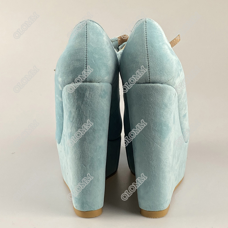 Olomm Handmade Ladies Spring Pumps Zeppe di alta qualità Tacchi alti Punta tonda Sky-Blue Party Shoes Donna US Plus Size 5-20