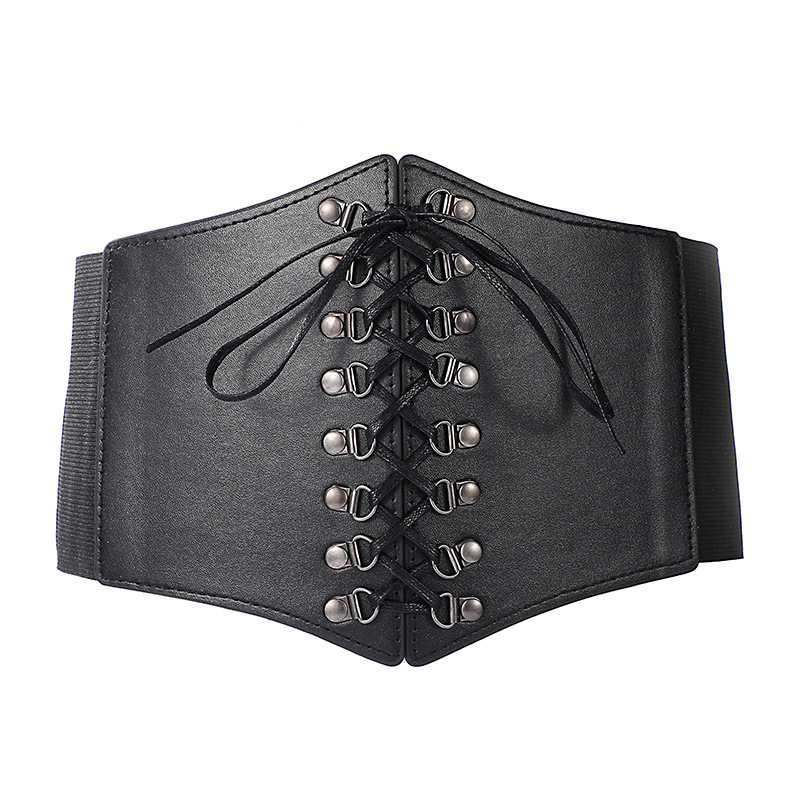 Cinture corsetto nero corsetto largo in pelle finta cinghia di cintura sliminata per il corpo per donne elastico abbigliamento quotidiano ad alta vita.