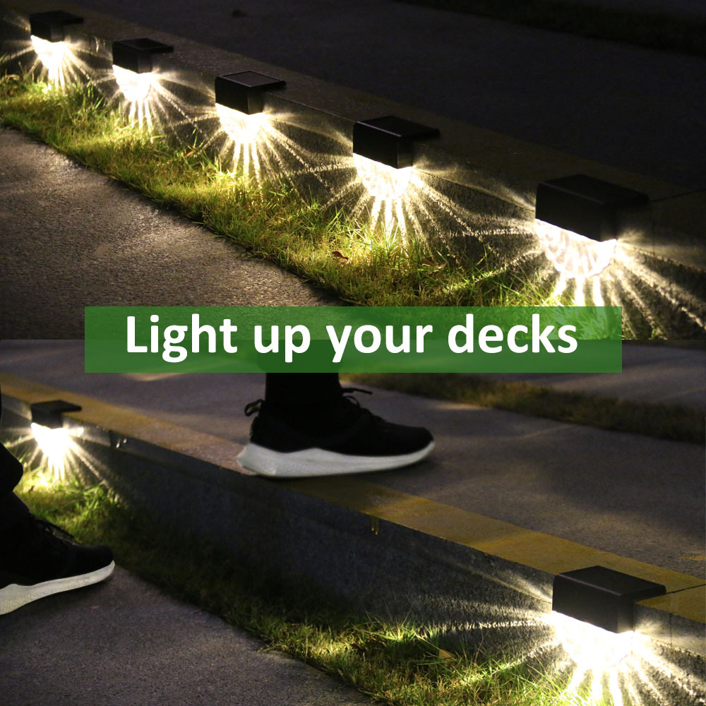 Solar Deck Lights Lamps, Solar Step Lights Outdoor Waterproof LED Solar Fence Lights For Patio, Trappor, Yard, Garden Pathway, Warm White/Color Changing Lighting