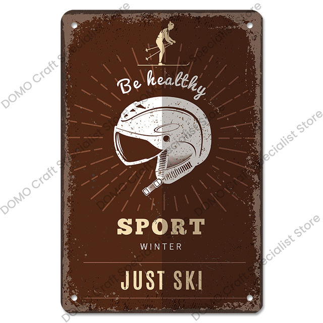 Vintage Skifahren Metall Blechschilder Winter Skifahren Sport Poster Retro Metallplatte für Ski Club Garage Home Wanddekoration Platte 30X20cm W03