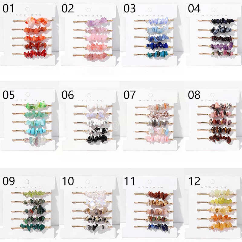 Natural Stone HairPins for Women Girl Crystal Hair Clip Wedding Bridal Barrettes Modna odzież