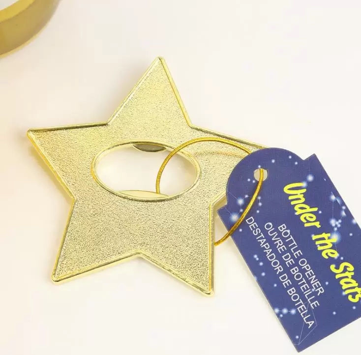 55st Gold Star Wine Bottle Opener Wedding Beer Openers Brud Shower Favors Party Giveaways för gäst Dh3871