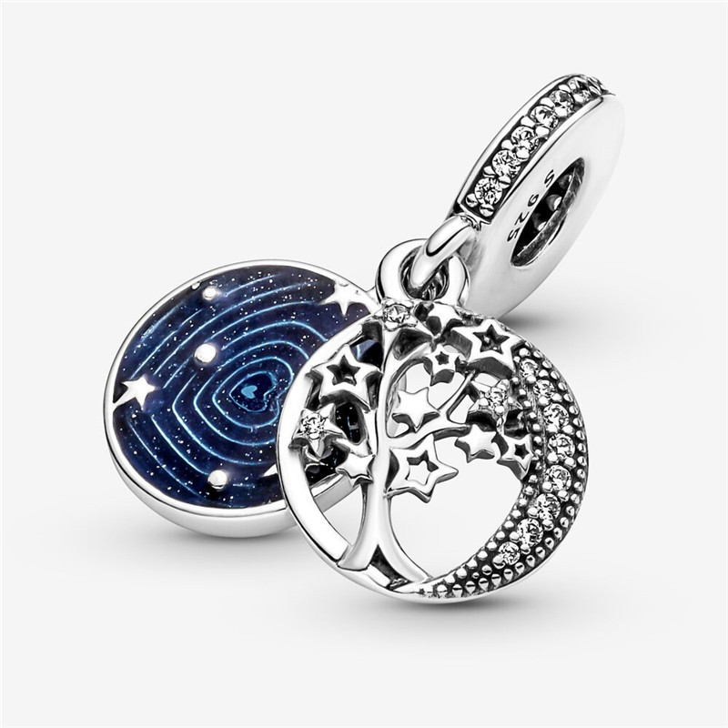 925 STERLING SLIVER CHARM PARA MULHERES NOVAS ESTRELAS ESTRELAS ASTRONAUS ASTRONAUS E JOENS DE LUMO DE LUMO ADIFICADAS PARA PANDORA BRACELES FATHA CHARM DE MAÇA