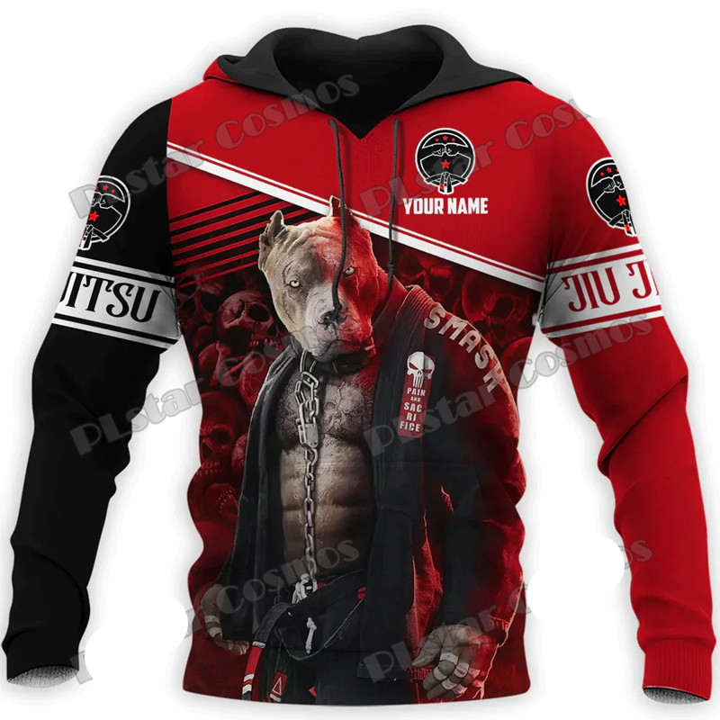 Herr Jujitsu bulldog 3D tryckt herr hoodie ny unisex casual zip pullover mode street hip hop sucke sweatshirt