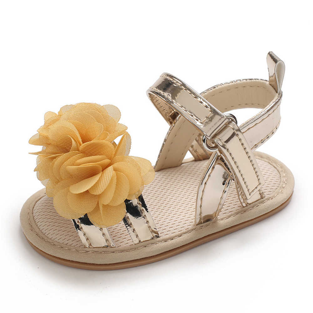 Sandalen Baby Mädchen Sandalen Blume verziert Design Ringschnalle Druckverschluss weiche Sohle rutschfeste Kleinkindschuhe Z0331