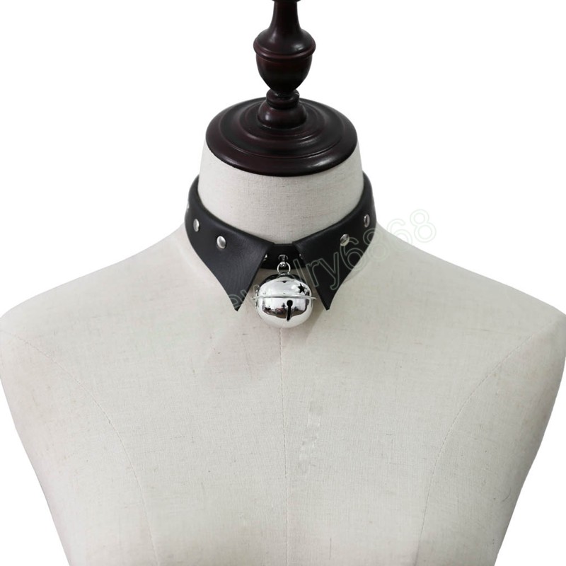 Vintage petite cloche pendentif collier ras du cou pour les femmes Hip Hop noir collier en cuir synthétique polyuréthane accessoires gothiques