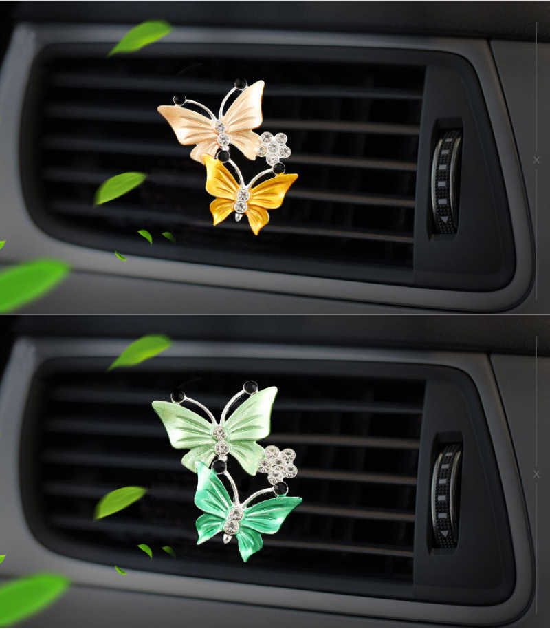 New Car-styling Air Freshener Butterfly Car Perfume Natural Smell Air Conditioner Butterfly Diamond Aromatherapy Clip