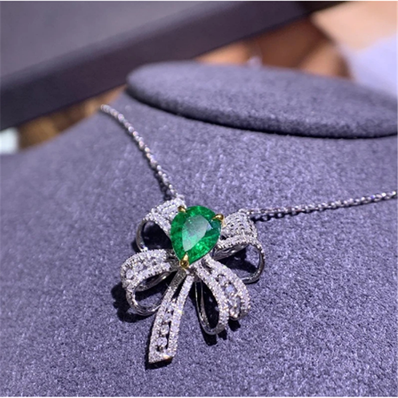 Bowknot Chocker Necklace Gemstones 925 Sterling Silver Wedding Engagement Pendants Halsband för kvinnor Bridal Party Jewelry