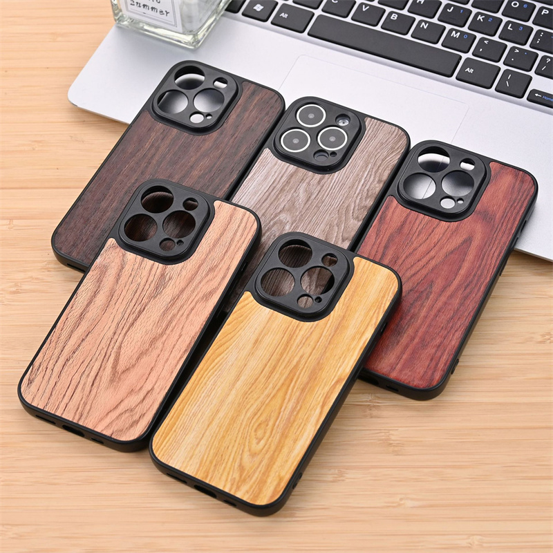 Holz Bambus Telefon zurück TPU Fall Import Handy Zubehör Holz Abdeckung für iPhone 15 14 13 12 11 pro max Samsung S23 S22 Abdeckung Coque