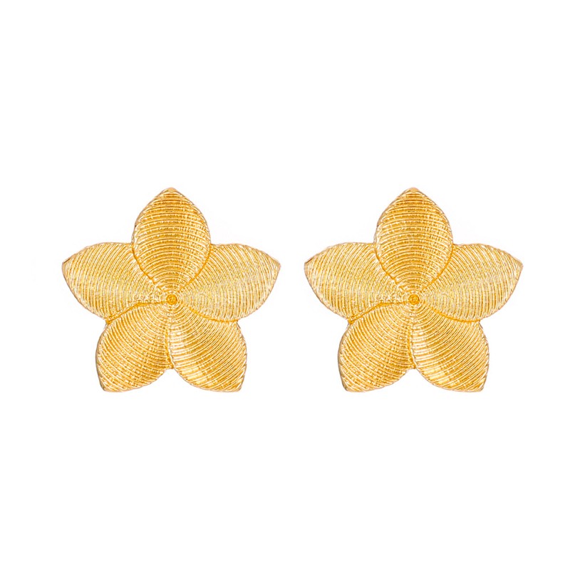 Eleganti orecchini a bottone con fiori grandi color oro le donne Orecchini di grandi dimensioni in metallo con gioielli feste alla moda