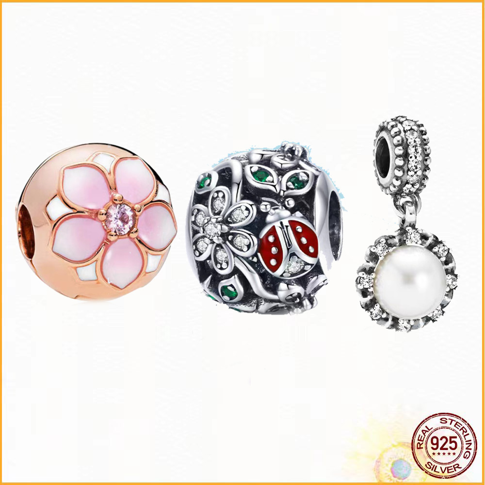 925 Sterling Silver Pandora Flower Jewelry Charms Convient aux bracelets classiques Mesdames Beau cadeau Bijoux Accessoires de mode Fret en gros gratuit