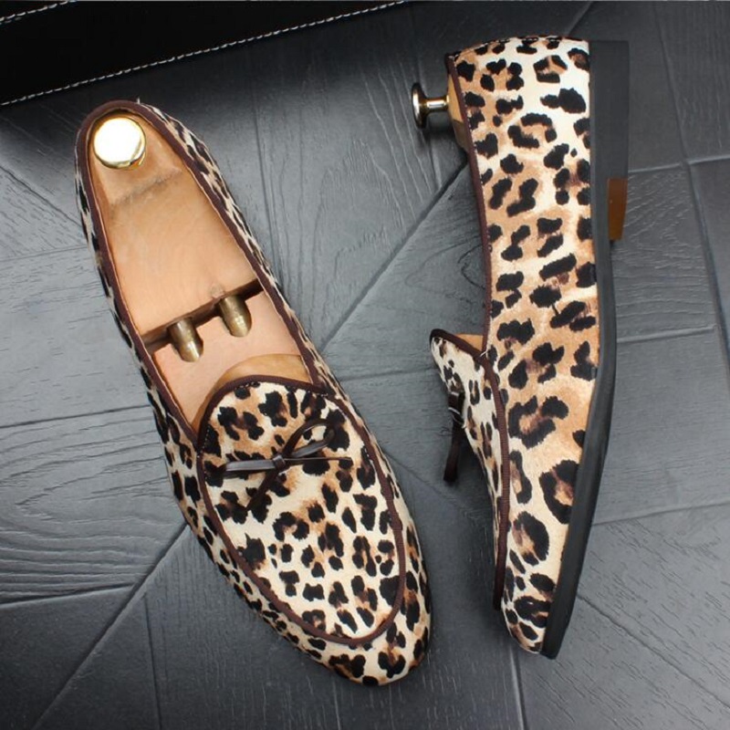 Новое прибытие Leopard Print Design Shoes Men Fashion Banquet Prompare Prommes Prompless Promestable Spell Spect onriving Shouse Youth Loafer D2H6