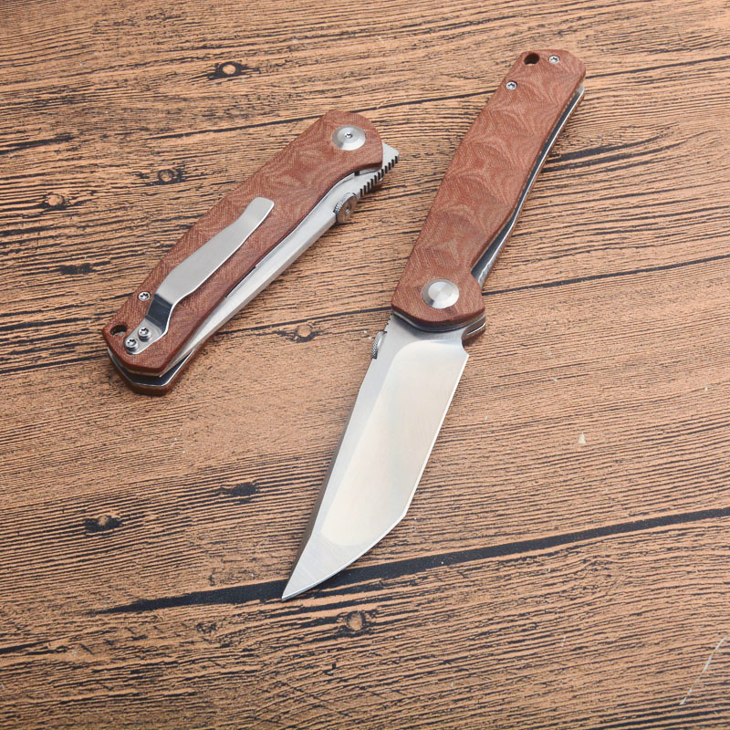 Top Quality G3501 Pocket Folding Knife D2 Satin Tanto Point Blade CNC Brown G10/Stainless Steel Sheet Handle Ball Bearing Outdoor EDC Folder Knives