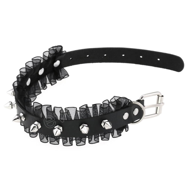 Hip Hop Vintage Spitze Leder Halsband Halskette Frauen Männer Harajuku Punk Sexy Niet Aussage Kragen Halskette Schmuck