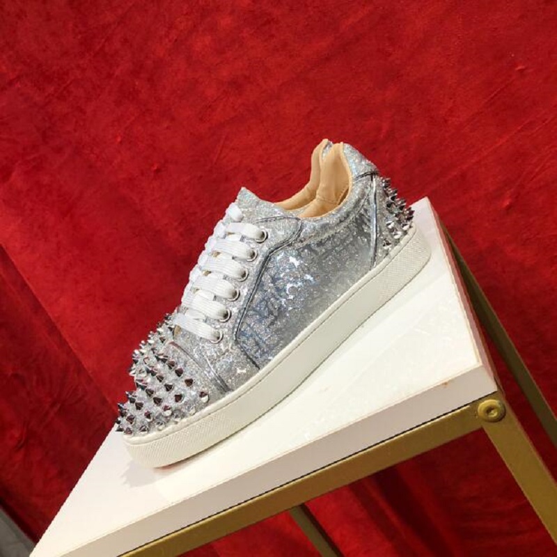 Marki mody srebrne srebrne buty srebrne buty kryształowe buty do męskich płaskich mokasynach damskie imprezy weselne trampki D2H4