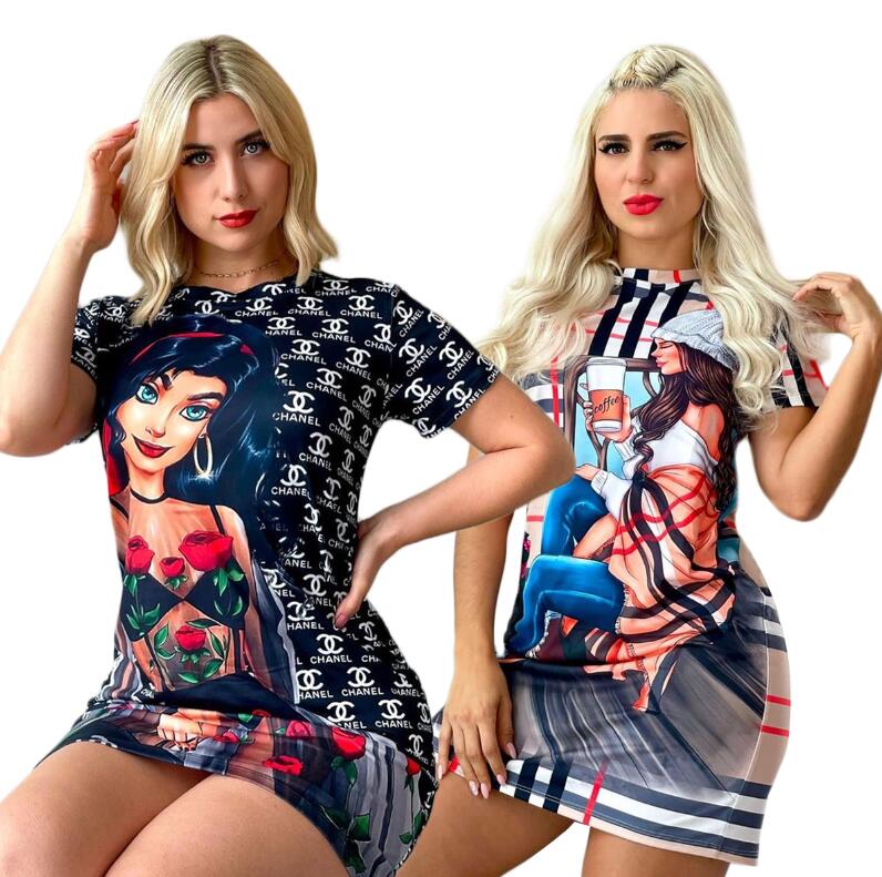23SSCC nouvelles robes décontractées pour femmes jupe de créateur T-shirts été robes de soirée de sexualité de mode décontractée