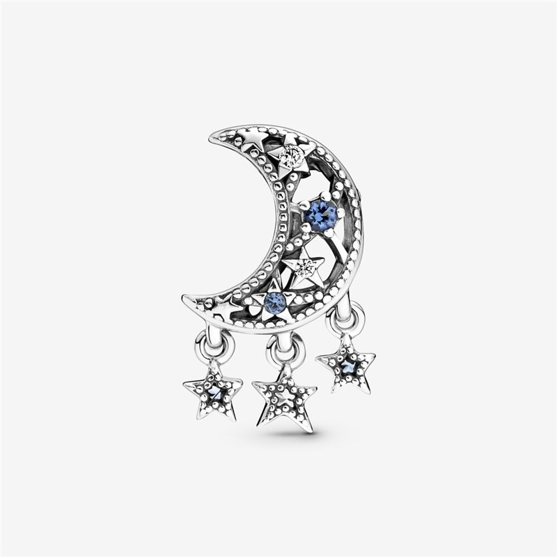 925 STERLING SLIVER CHARM PARA MULHERES NOVAS ESTRELAS ESTRELAS ASTRONAUS ASTRONAUS E JOENS DE LUMO DE LUMO ADIFICADAS PARA PANDORA BRACELES FATHA CHARM DE MAÇA