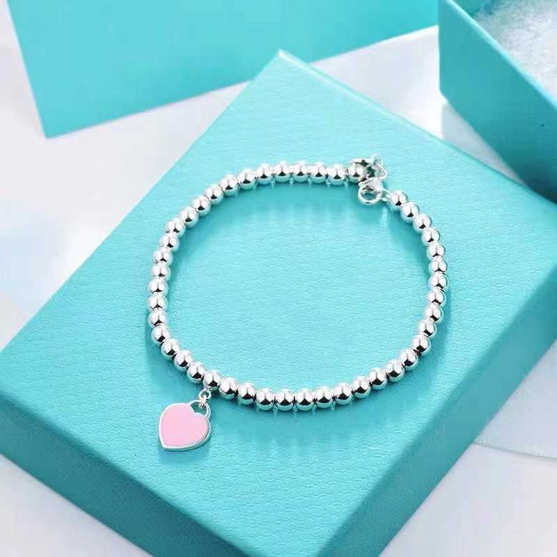 Pendentif Colliers designer Blue Heart Bracelet S925 bracelet en argent émail amour bleu Bouddha perles main ornement femme 0O40