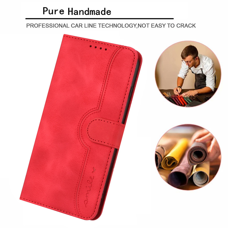 Heart Love Smile Leather Wallet Cases For iphone 14 pro max 14 13 12 11 pro XR XS MAX 6G 7G 8G Cash ID Credit Card Holder Kickstand Flip Cover Shockproof Pouch Purse Strap