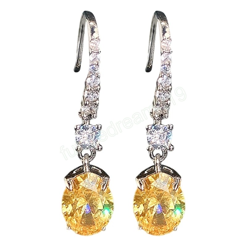 Dainty Dangle Colkings for Women White/Yellow/Różowy owalny CZ wisiorek codziennie noszenie delikatne akcesoria impreza biżuteria modowa