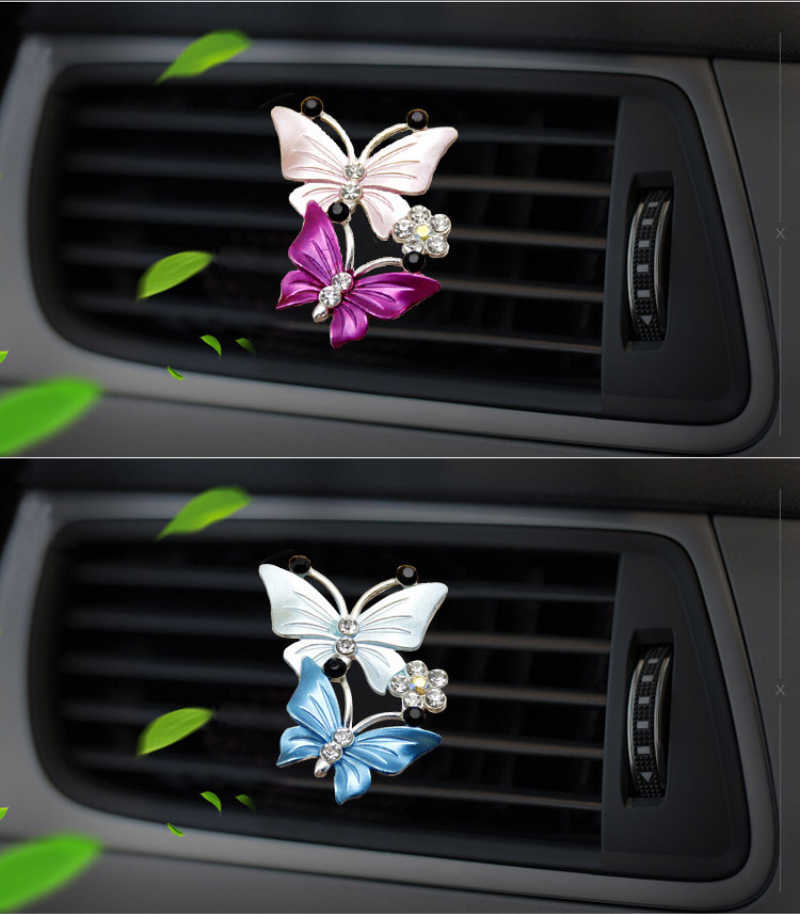 New Car-styling Air Freshener Butterfly Car Perfume Natural Smell Air Conditioner Butterfly Diamond Aromatherapy Clip