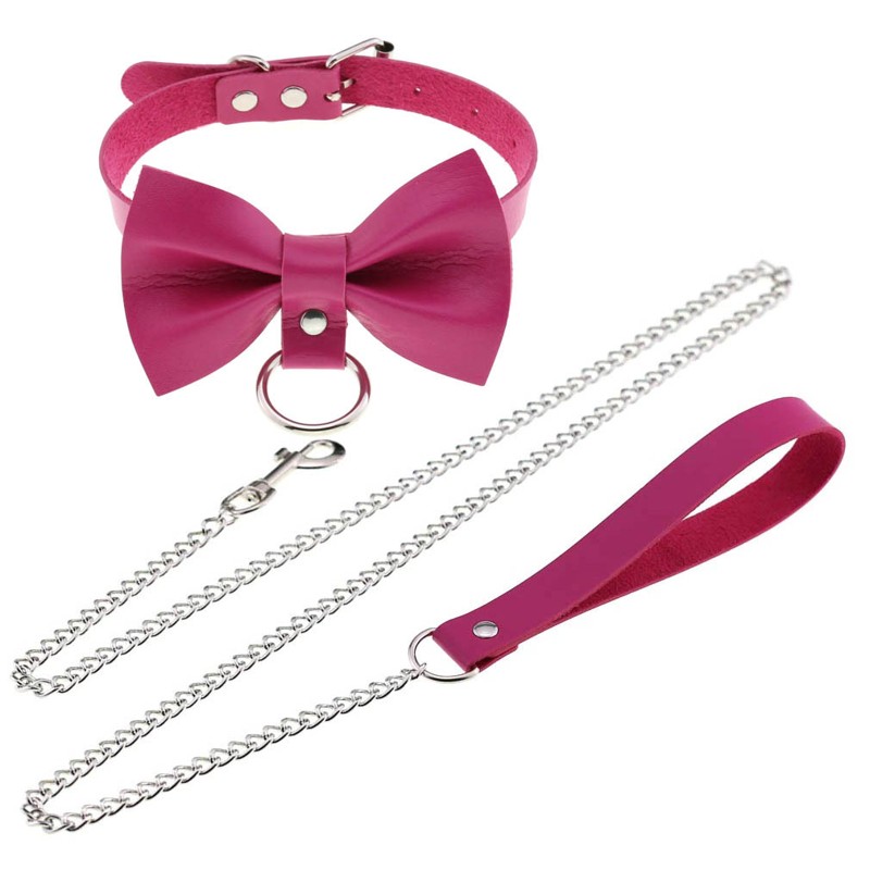 Sexy Harajuku PU Leder Kette Halskette für Frauen Männer Paar Geschenk Punk Bowknot Choker Halskette Körperkette Schmuck