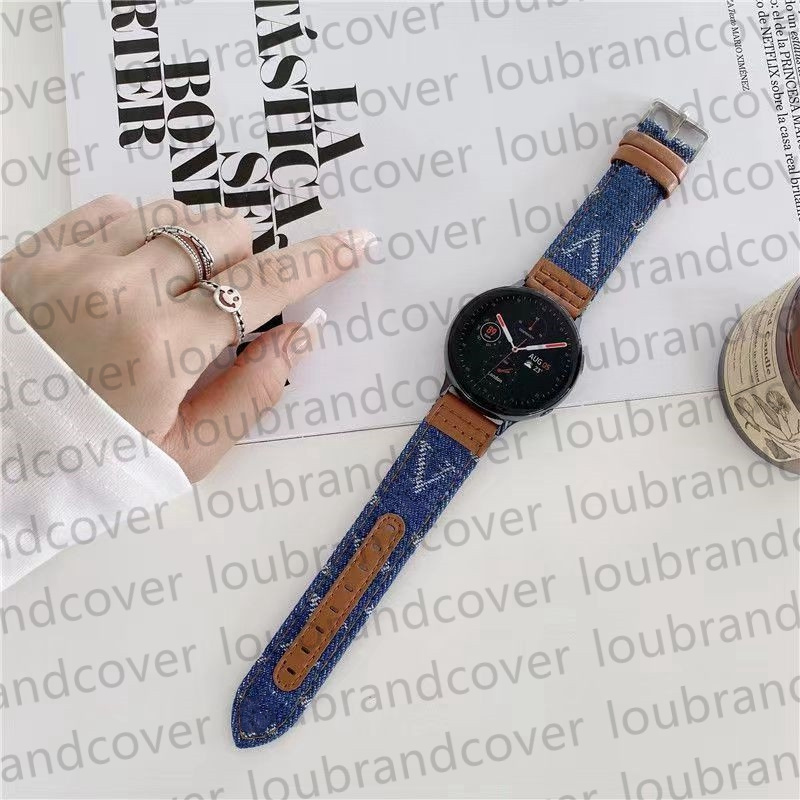 20mm 22mm Designer Denim Watch Band For Samsung Galaxy Watch 5 4 Bands 40mm  44mm 42mm 46mm Active 2 Correa Gear S3 Bracelet Original Monogram  Replacement Smart Straps From Loubrandcover, $8.24