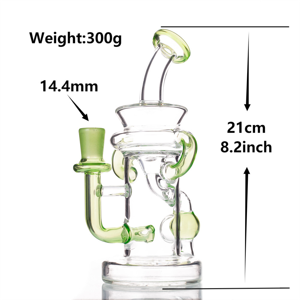 작은 백 워터 유리 봉. 14mm 암컷 동료 버블러 워터 파이프 8.2 인치 오일 DAB Quartz Banger 또는 Bowl 4 색상