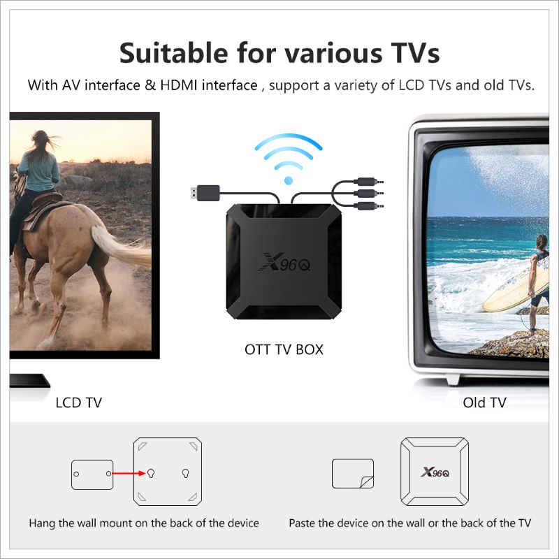 X96Q TV BOX ANDROID 10.0 AllWinner H313 2GB RAM 16GB ROM Quad Core HD 4K 2.4Gホームスマートテレビボックスメディアプレーヤー1GB 8GBセットトップボックス