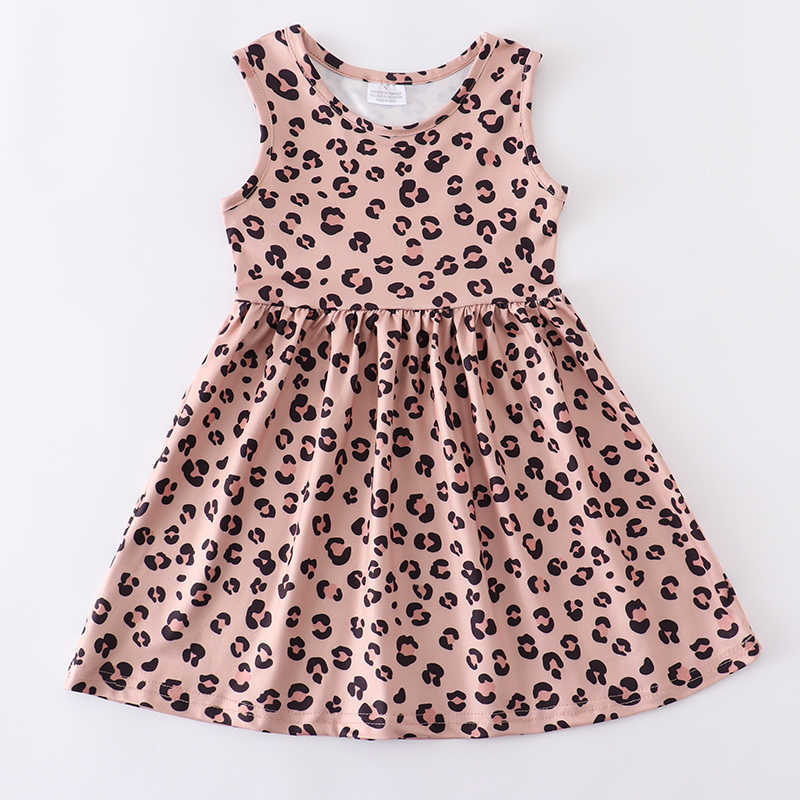 Girlymax Vestiti estivi neonate Abito senza maniche in seta di latte di anguria Lunghezza al ginocchio Floreale Leopard Tie Dye Abbigliamento bambini