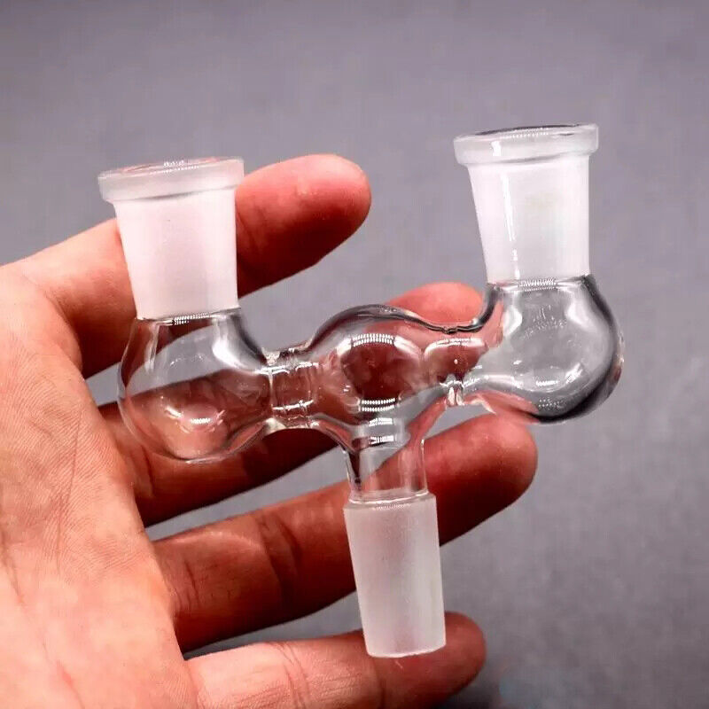 3 Giunto su un adattatore a discesa narghilè Bong Uno o due adattatori a discesa in vetro doppia vasca 14mm 18mm maschio femmina tubo dell'acqua Bong fumatori