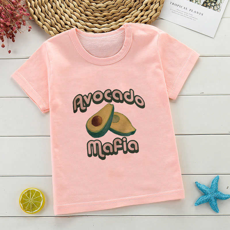 Camisetas novas camisetas de roupas para meninos para meninas novidade abacate kawaii desenho animado verão tshirt menina unissex kids camisa 2 3 4 5 6 7 8 9 anos aa230330