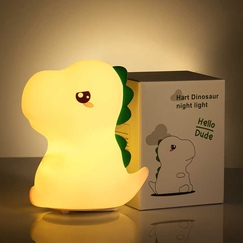 Night Lights RGB Color Touch Sensor Baby Night Lights Hartron Dinosaur Silicone Child Night Lamp USB Rechargeable Remote Control Bedroom Lamp P230331