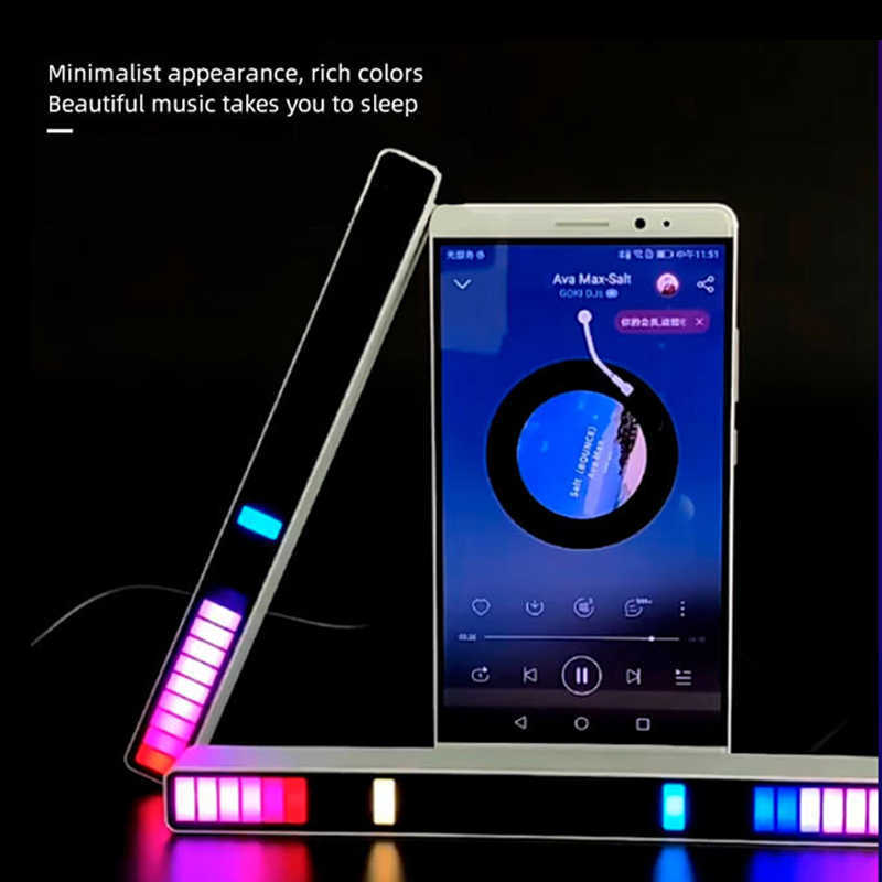 Nachtlichten RGB LED Strip Licht Muziek Geluidsregeling Pick -up Rhythm Rhythm Ambient Lamp Sfeer Night Lights For Bar Car Room TV Gaming Decoratie P230331