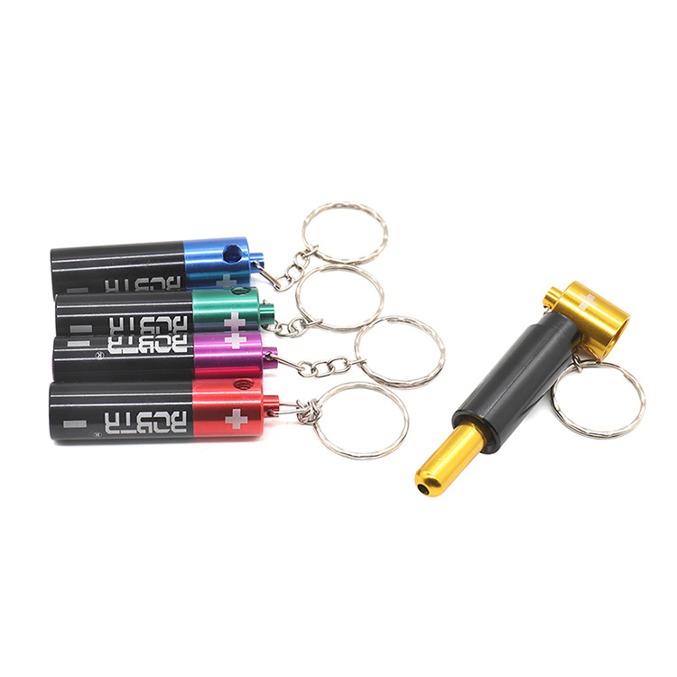 2023 Smoking Pipes Creative keychain battery bong metal aluminum mini pipe convenient and easy to hide multi-color smoker