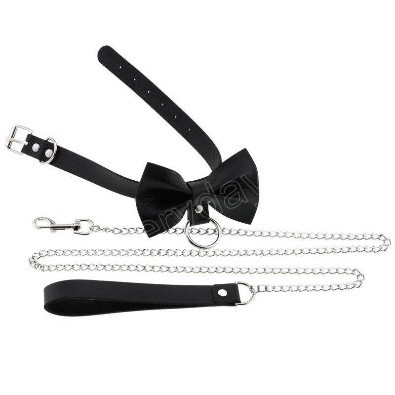 Sexy Harajuku PU Leder Kette Halskette für Frauen Männer Paar Geschenk Punk Bowknot Choker Halskette Körperkette Schmuck