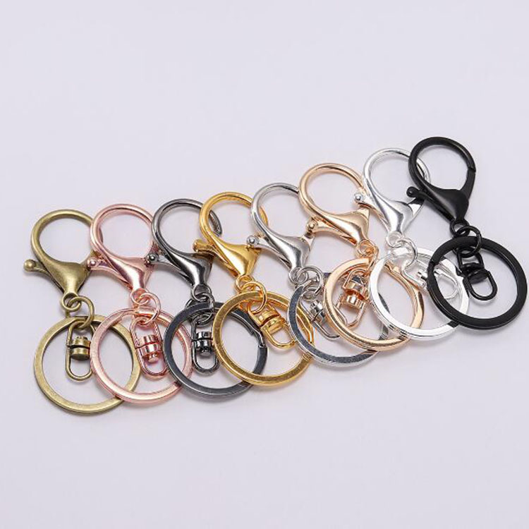 10030mm Multi Colors nyckelkedjor Nyckelringar Tillbehör Runt guld Silver Color Lobster Clasp Keychain