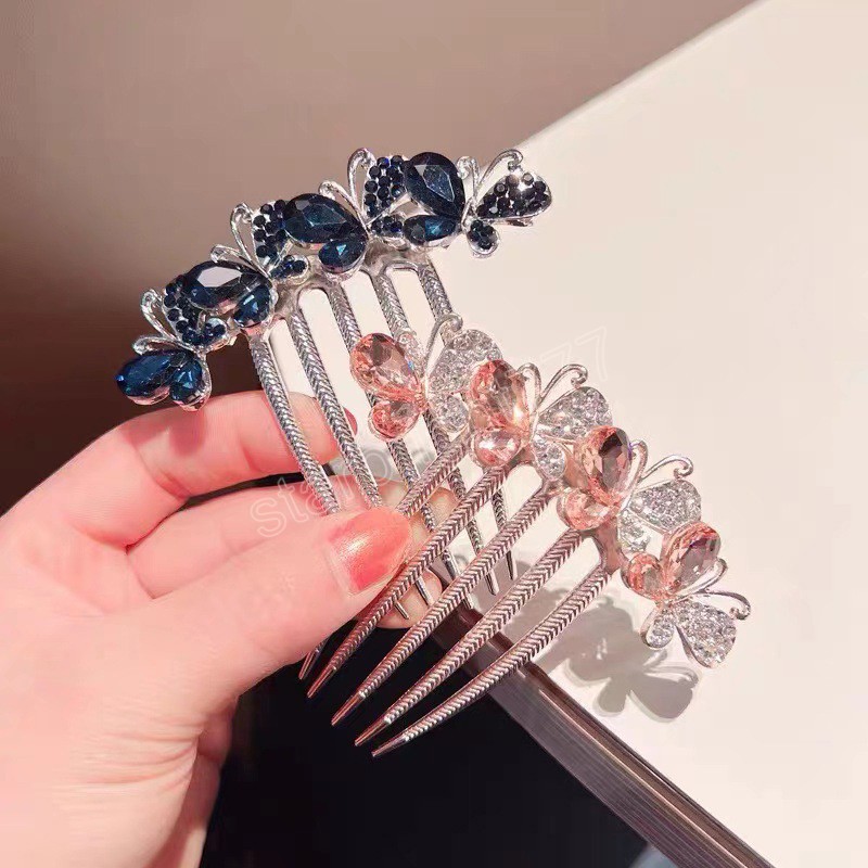 Crystal Rhinestone Butterfly Hair Comb Ladies Vintage Hairspins Wedding Bridal Headwar Women Fashion Party Hair Accessoires